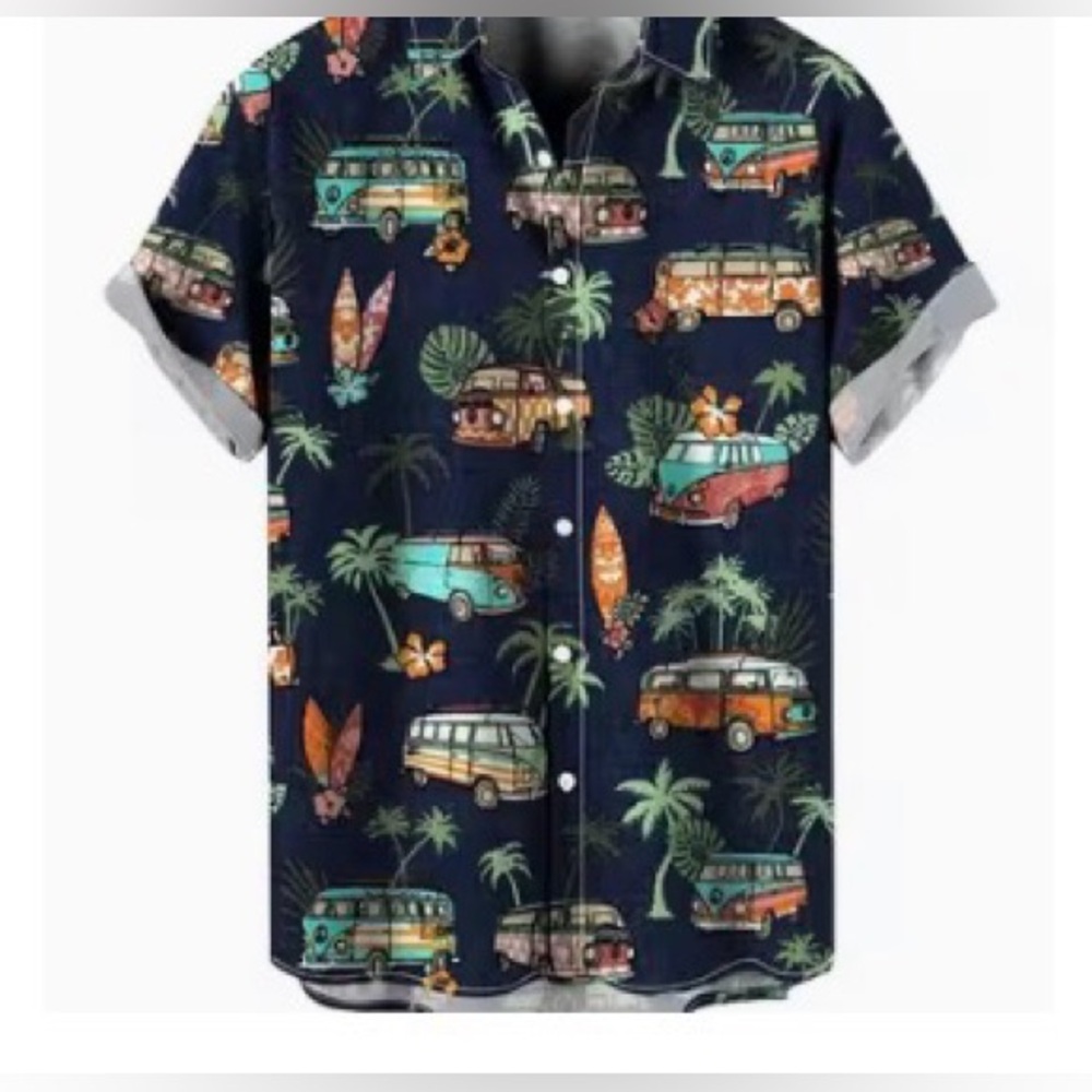 Men’s cruise shirt/ Navy Surf Camper Short-Sleeve Swim Shirt